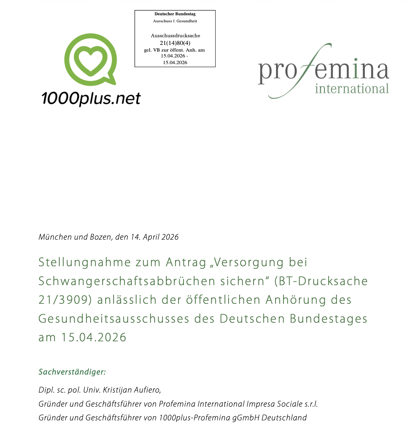 1000plus-Stellungnahme