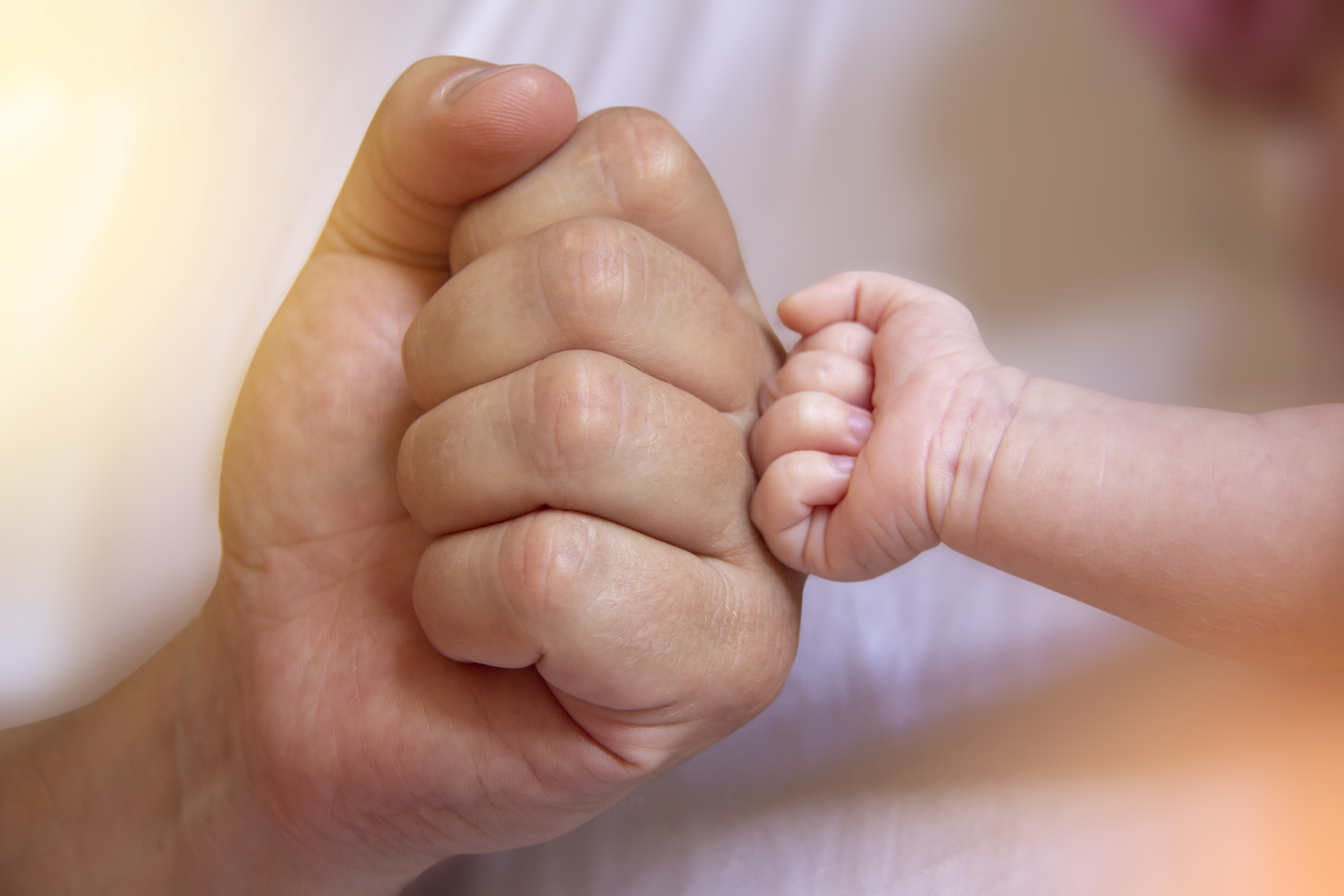 Hand Erwachensener und Baby