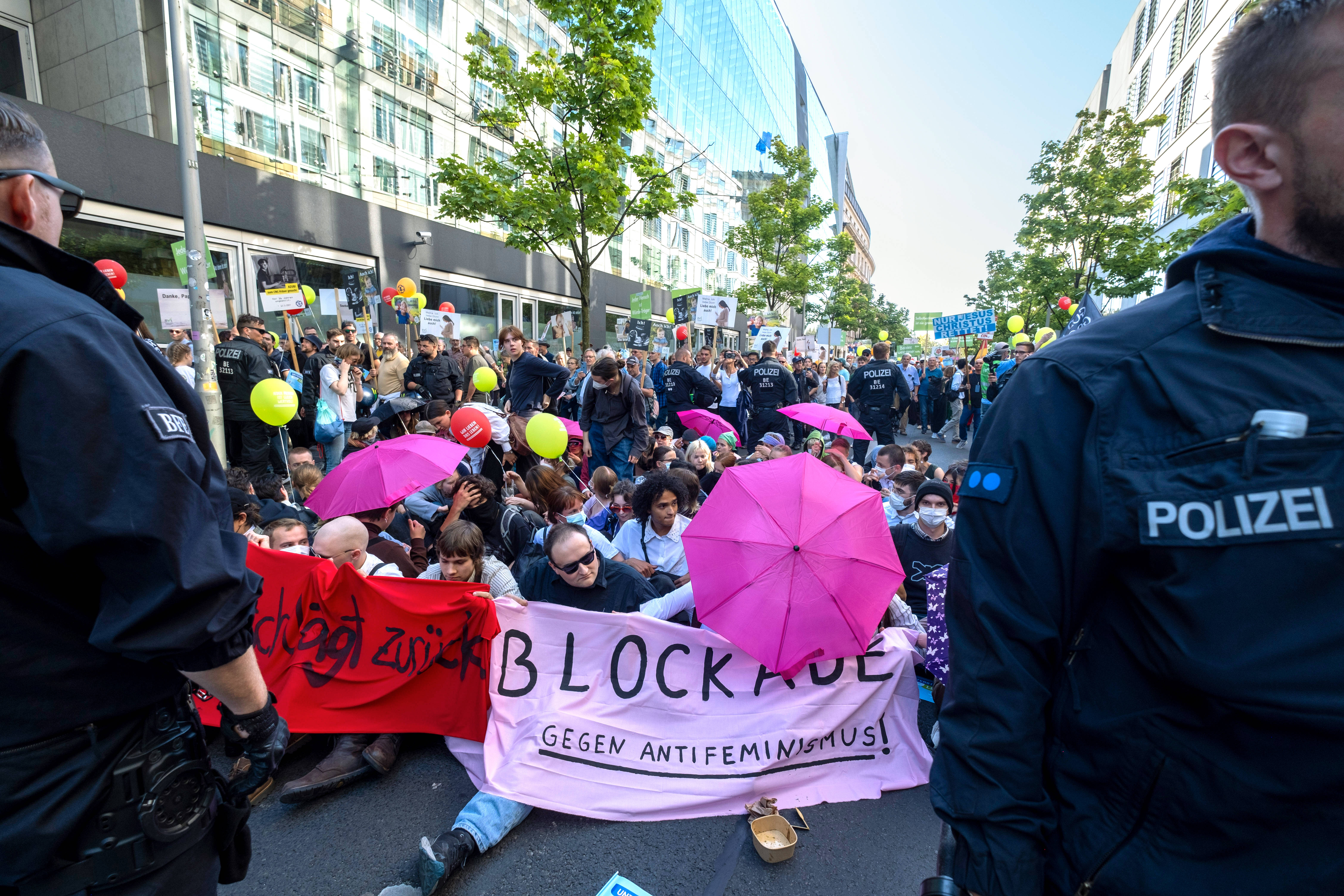 Sitzblockade Pro Choice Abtreibungsbefürworter