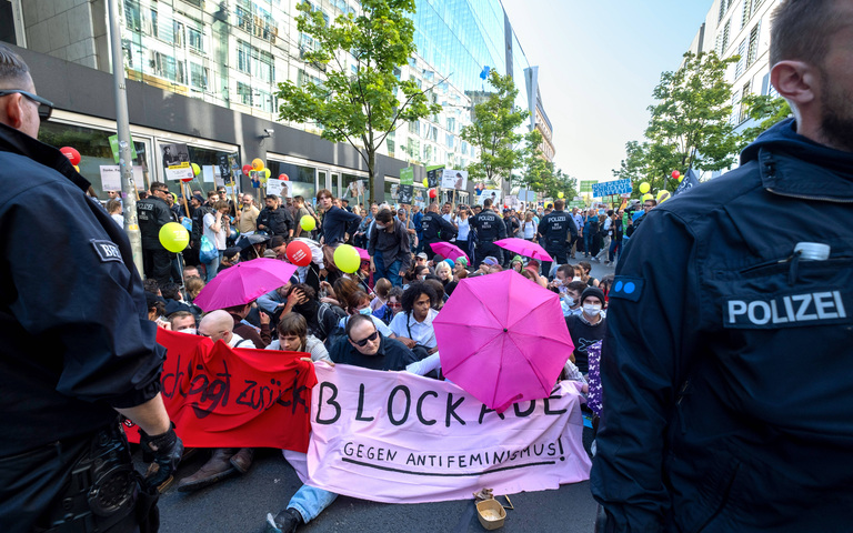 Sitzblockade Pro Choice Abtreibungsbefürworter
